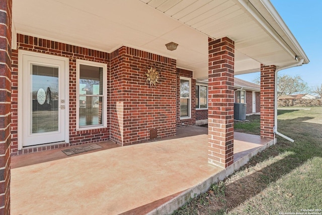 view of patio featuring central air condition unit