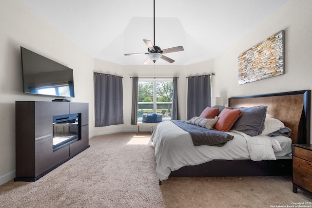 13606 Beck Ml, San Antonio, TX 78253 - carpeted bedroom featuring lofted ceiling, a ceiling fan, and baseboards