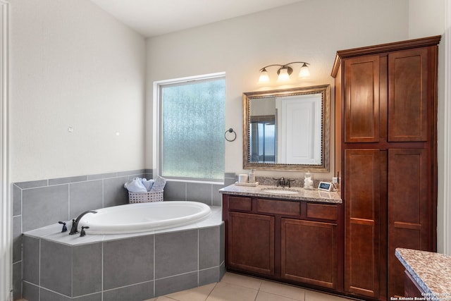 13606 Beck Ml, San Antonio, TX 78253 - full bathroom with tile patterned floors, plenty of natural light, vanity, and a garden tub