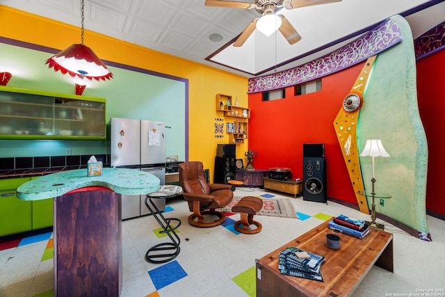 1651 W Woodlawn, San Antonio, TX 78201 - game room with tile patterned floors and a ceiling fan