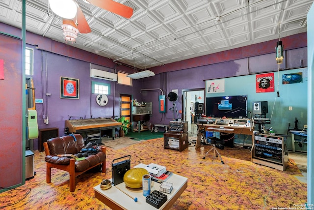 1651 W Woodlawn, San Antonio, TX 78201 - interior space with a wall unit AC and an ornate ceiling