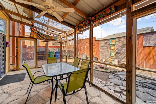 1651 W Woodlawn, San Antonio, TX 78201 - view of patio / terrace featuring ceiling fan, outdoor dining space, and fence
