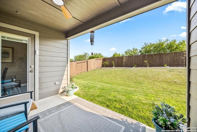 9314 Nubuck, Converse, TX 78109 - view of yard with a ceiling fan and a patio area