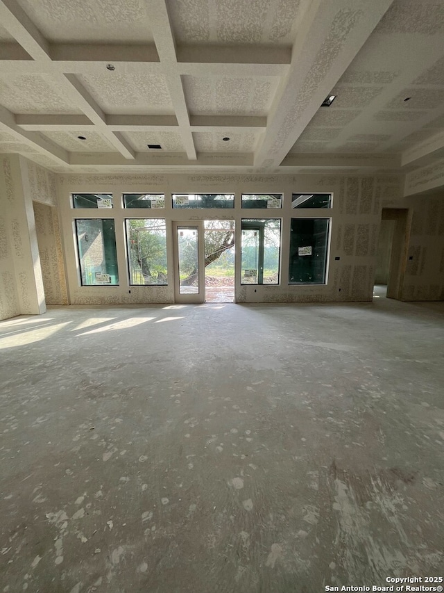 5668 Dry Comal, New Braunfels, TX 78132 - unfurnished room featuring coffered ceiling and beam ceiling