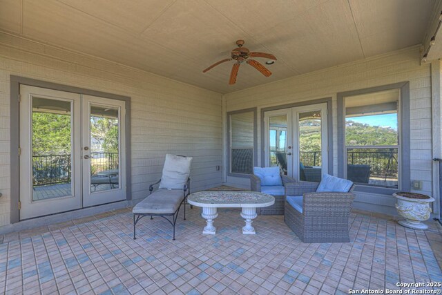 363 Buckhaven, Canyon Lake, TX 78133 - view of patio with french doors and a ceiling fan