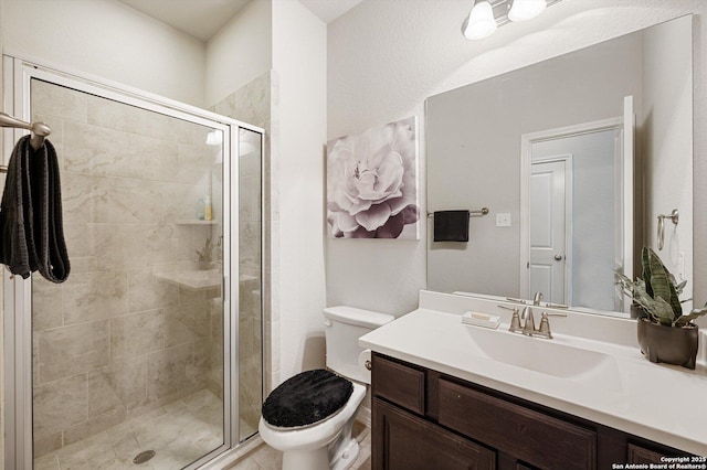 12007 White Riv, San Antonio, TX 78254 - full bathroom featuring a shower stall, toilet, and vanity