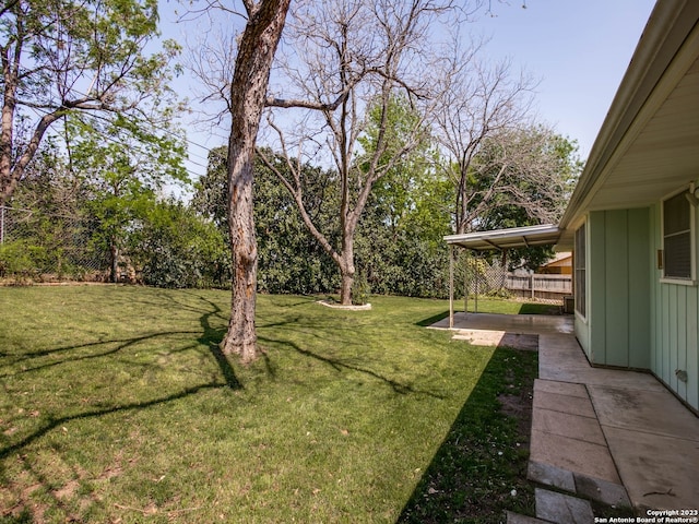 view of yard with a patio and a fenced backyard