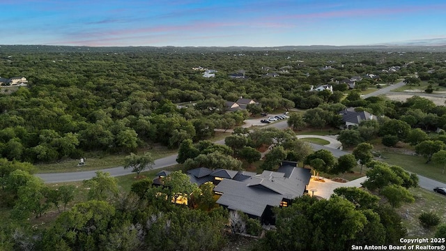 bird's eye view with a view of trees