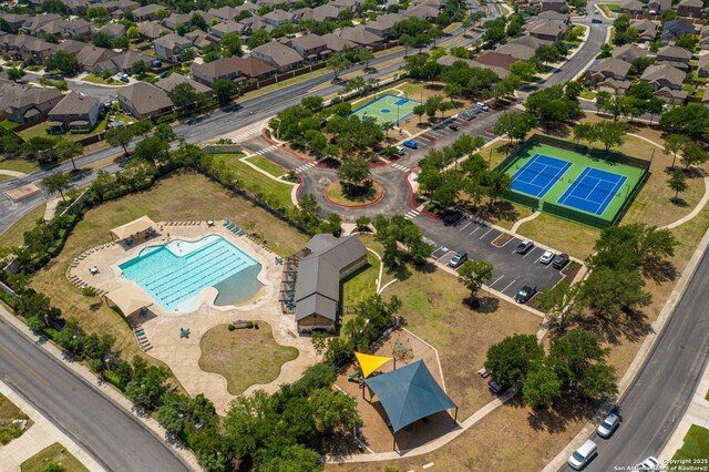 9331 Pioneer Jct, San Antonio, TX 78254 - aerial view of property and surrounding area featuring a pool