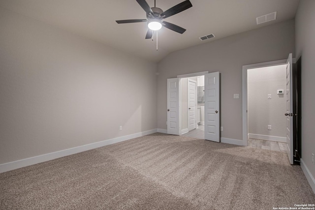 9331 Pioneer Jct, San Antonio, TX 78254 - unfurnished bedroom featuring light carpet, lofted ceiling, and ceiling fan