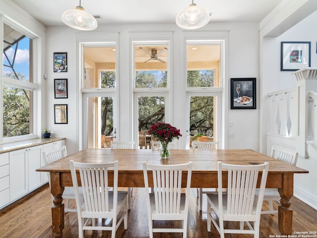 dining room with wood finished floors