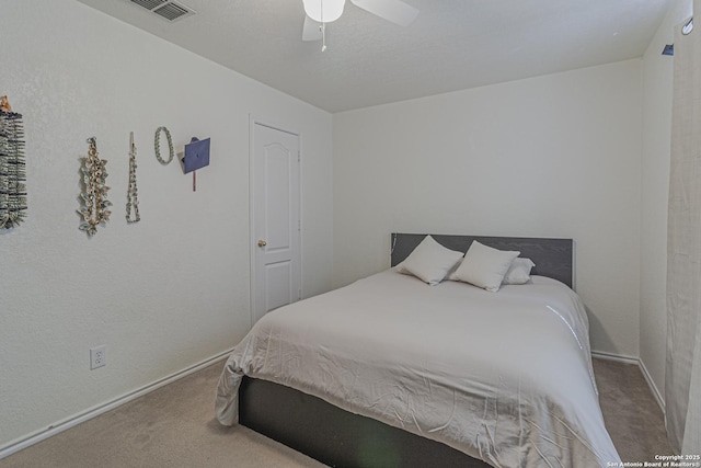 4907 Heather Pass, San Antonio, TX 78218 - bedroom featuring a ceiling fan, carpet floors, baseboards, and visible vents