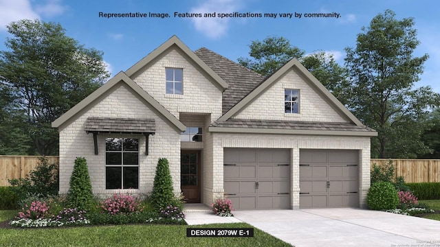12937 Gilmore Bnd, San Antonio, TX 78245 - view of front of house featuring an attached garage, fence, brick siding, and concrete driveway