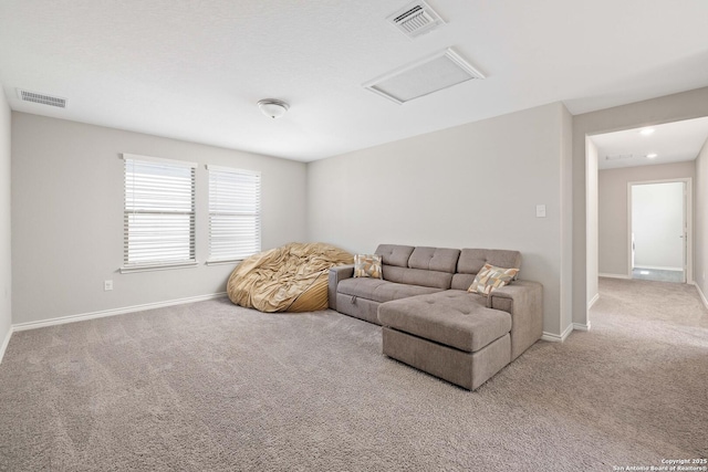 1623 Iron Crk, San Antonio, TX 78245 - living area featuring carpet flooring, visible vents, and attic access