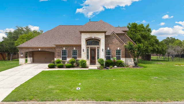 146 Sunrise Hl, Castroville, TX 78009 - french provincial home with brick siding, fence, and a front yard