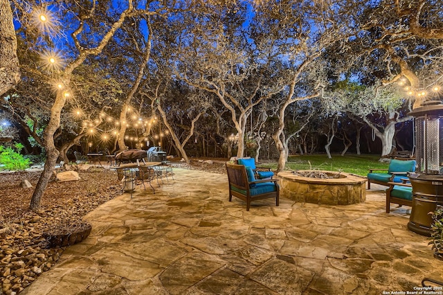 409 Sandy Oaks, Boerne, TX 78015 - view of patio / terrace featuring a fire pit