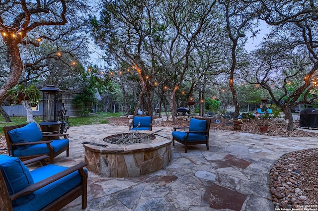 409 Sandy Oaks, Boerne, TX 78015 - view of patio / terrace featuring an outdoor fire pit and grilling area