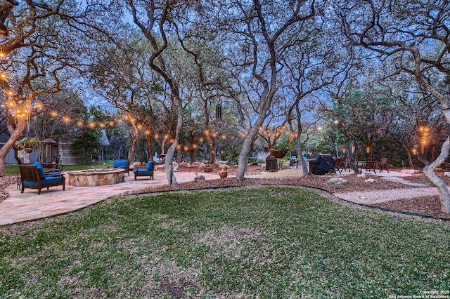 409 Sandy Oaks, Boerne, TX 78015 - view of yard featuring a patio and an outdoor fire pit
