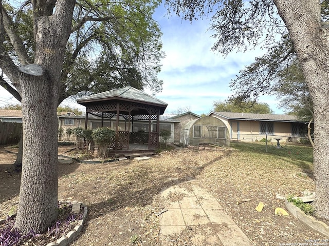 430 Anton, San Antonio, TX 78223 - view of yard with an outdoor structure, a greenhouse, a gazebo, and fence