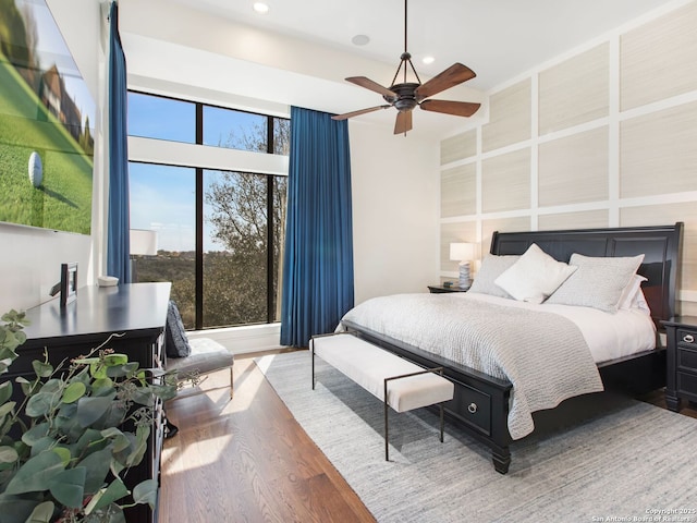 7110 Bella Rose, San Antonio, TX 78256 - bedroom with recessed lighting, ceiling fan, and wood finished floors