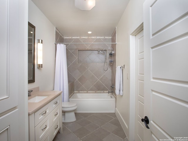 7110 Bella Rose, San Antonio, TX 78256 - bathroom featuring tile patterned flooring, vanity, toilet, baseboards, and shower / bath combo