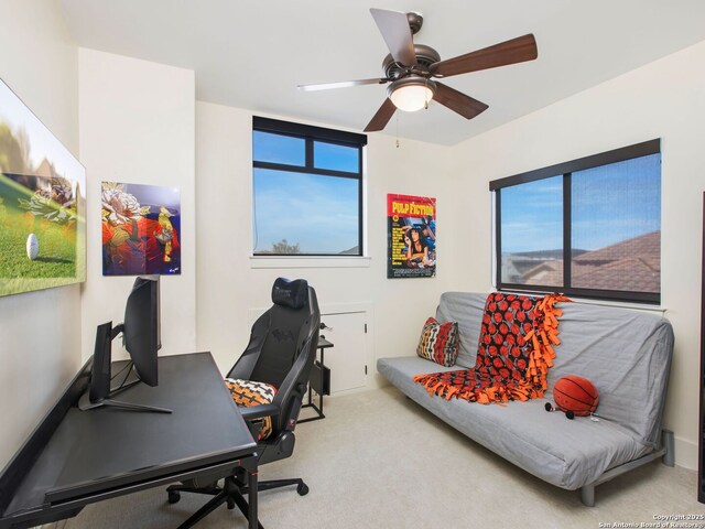 7110 Bella Rose, San Antonio, TX 78256 - office area featuring carpet floors and ceiling fan