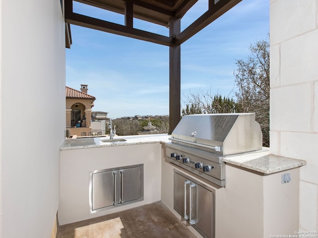 7110 Bella Rose, San Antonio, TX 78256 - view of patio / terrace with a sink, an outdoor kitchen, and grilling area