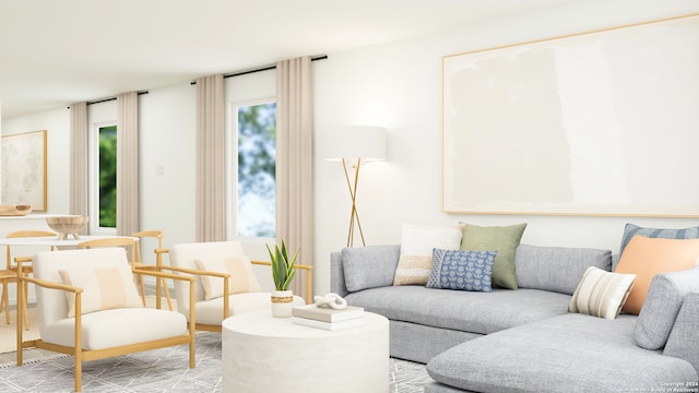 living room with light wood-style flooring