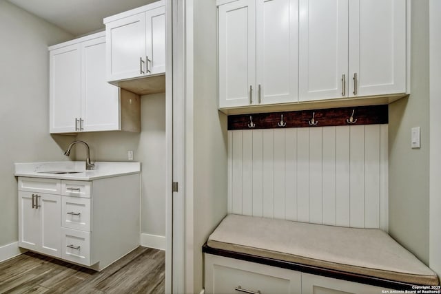 1609 Havenwood, New Braunfels, TX 78132 - mudroom with baseboards, a sink, and wood finished floors