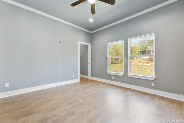 129 Cincinnati, San Antonio, TX 78201 - unfurnished room featuring ornamental molding, baseboards, light wood-style floors, ceiling fan, and recessed lighting