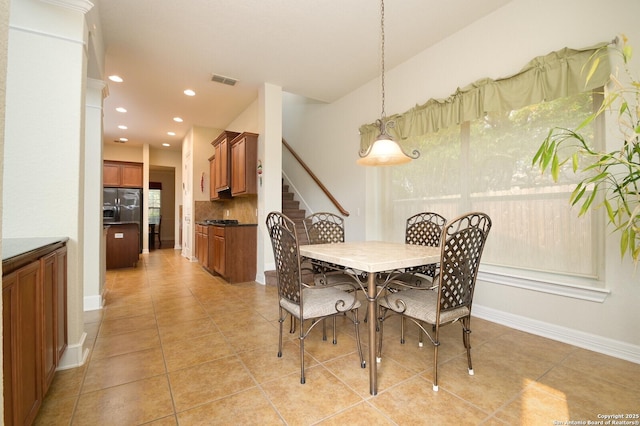 4630 Grass Fight, San Antonio, TX 78253 - dining room with baseboards, visible vents, recessed lighting, and light tile patterned floors
