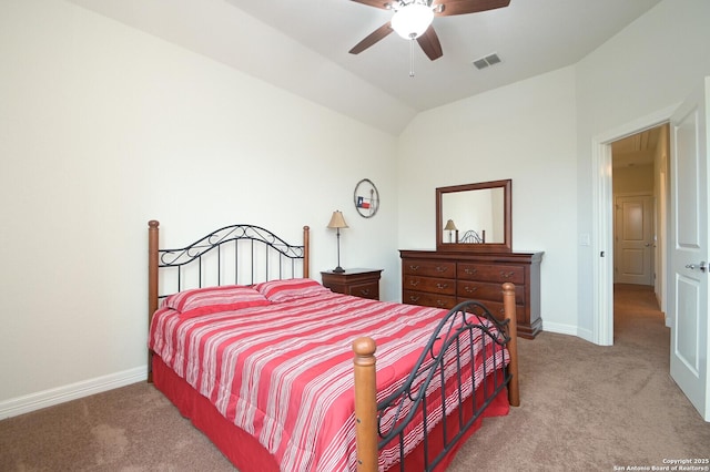 4630 Grass Fight, San Antonio, TX 78253 - bedroom featuring baseboards, carpet floors, visible vents, and vaulted ceiling