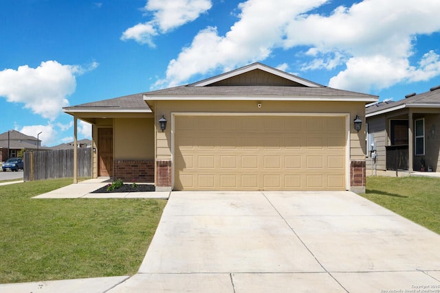 180 Elderberry, New Braunfels, TX 78130 - ranch-style house featuring a front lawn, an attached garage, brick siding, and concrete driveway