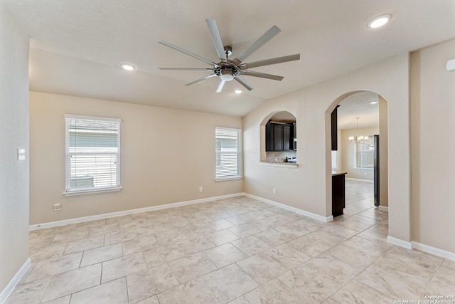 2297 Olive Hl, New Braunfels, TX 78130 - unfurnished room with baseboards, recessed lighting, and a ceiling fan