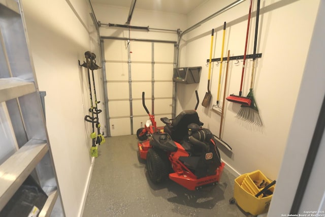 garage with baseboards