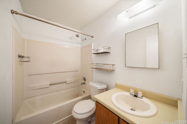 9911 Alexa Pl, San Antonio, TX 78251 - full bath with shower / bathing tub combination, toilet, vanity, and a textured ceiling