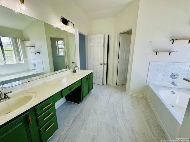 1064 Maltese Ln, San Antonio, TX 78260 - bathroom featuring a bath, a sink, and a healthy amount of sunlight