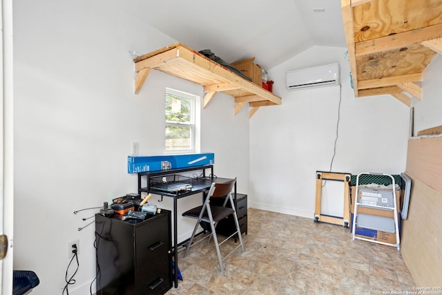 314 Trail, San Antonio, TX 78212 - home office featuring a wall mounted AC and lofted ceiling