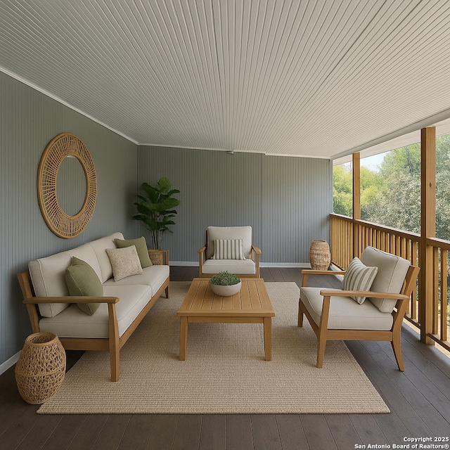2215 Saint Anthony, San Antonio, TX 78210 - living area with wooden ceiling and hardwood / wood-style floors