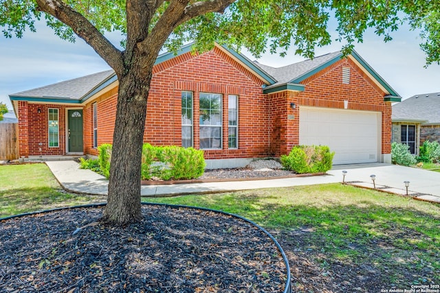 10122 Oak Saddle, San Antonio, TX 78254 - view of front of house featuring a garage, brick siding, and driveway