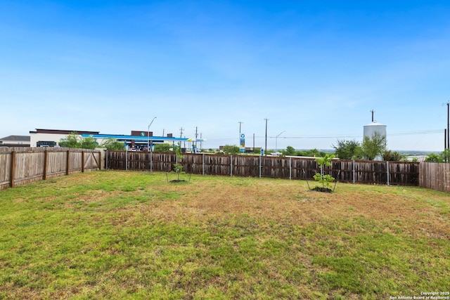 view of yard featuring a fenced backyard