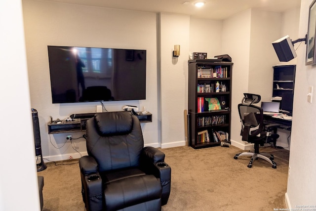 office with baseboards and carpet floors