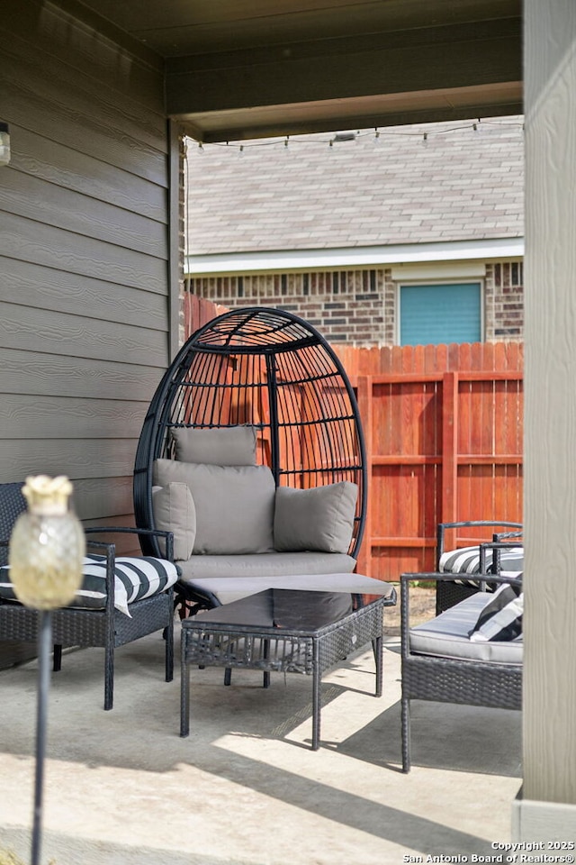 13850 Cohan Way, San Antonio, TX 78253 - view of patio / terrace featuring fence and outdoor lounge area