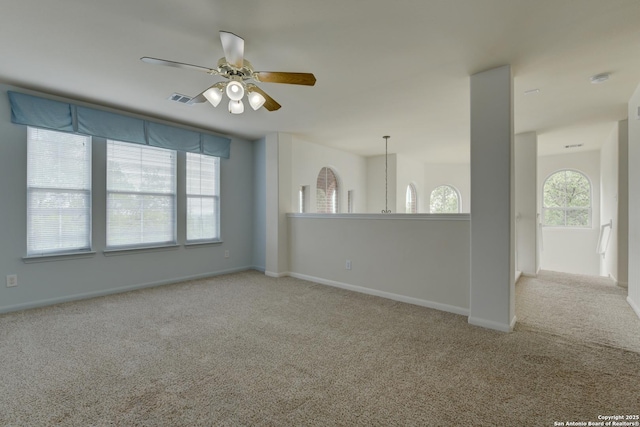 7609 Highland Park, San Antonio, TX 78250 - carpeted empty room with ceiling fan and baseboards
