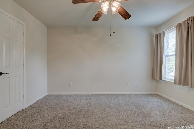 7609 Highland Park, San Antonio, TX 78250 - spare room with carpet flooring, a ceiling fan, and baseboards