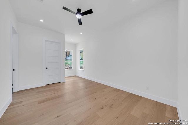 303 Pleasant Knl, San Antonio, TX 78260 - spare room with a ceiling fan, light wood finished floors, baseboards, and recessed lighting
