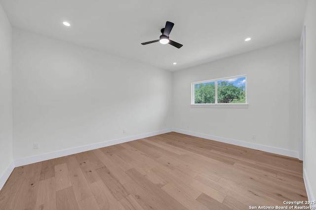 303 Pleasant Knl, San Antonio, TX 78260 - empty room featuring light wood-style flooring, baseboards, recessed lighting, and a ceiling fan