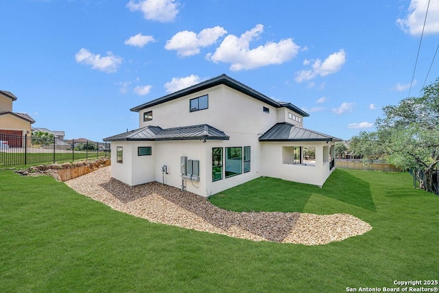 303 Pleasant Knl, San Antonio, TX 78260 - rear view of property featuring a standing seam roof, stucco siding, and metal roof