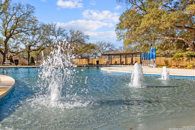community pool with fence