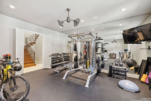 3919 El Chamizal, San Antonio, TX 78261 - gym with baseboards and recessed lighting